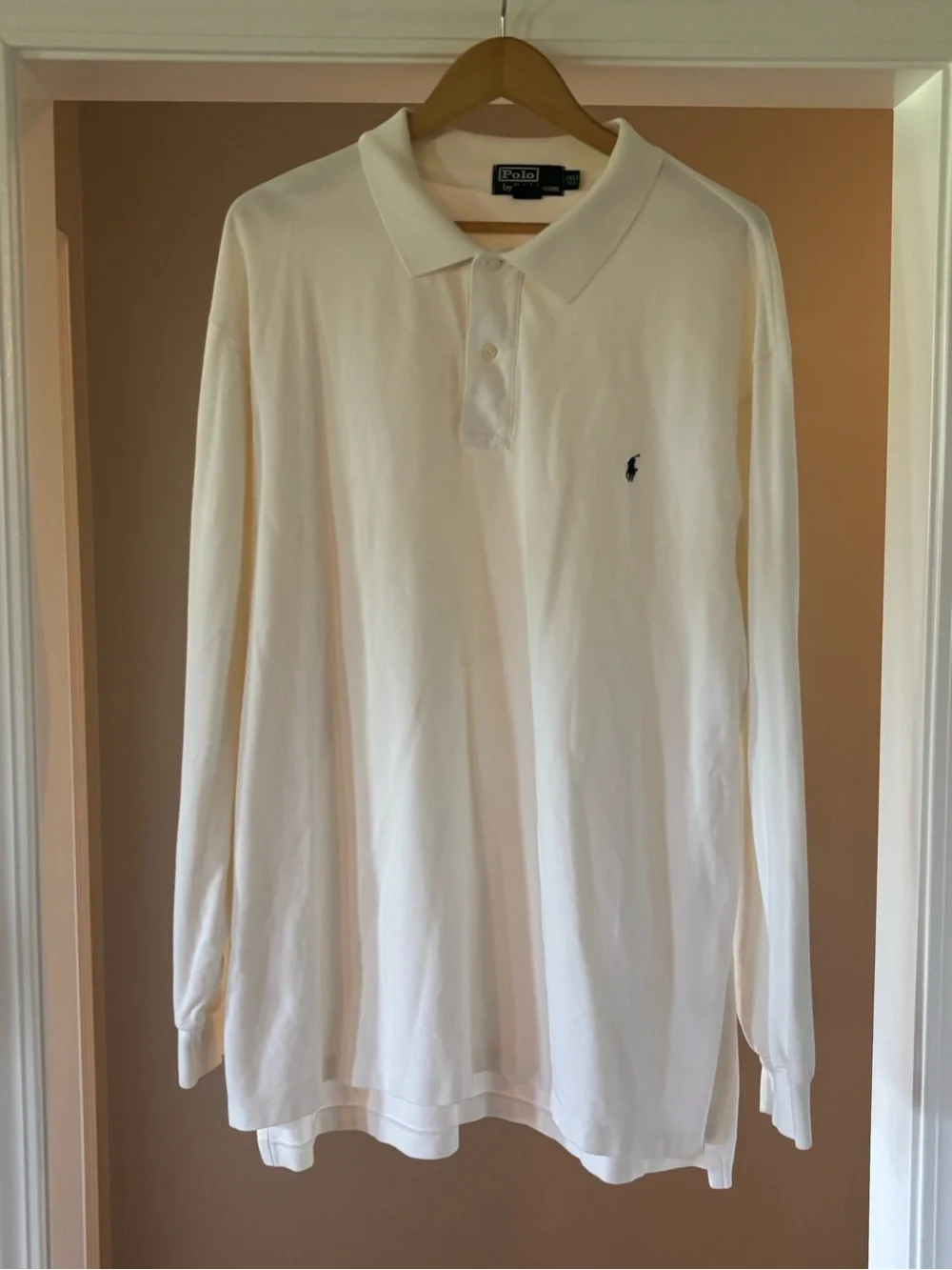 Ralph Lauren Long-Sleeve Polo - White with Navy Pony